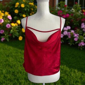 LOVERS AND FRIENDS Red Draped Tank Top Blouse Size Medium
